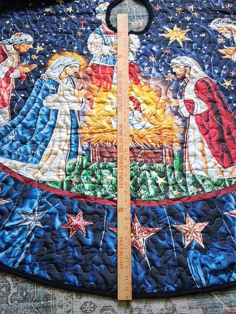 XL 6 Feet Nativity Quilted Christmas Tree Skirt-Table Runners 15